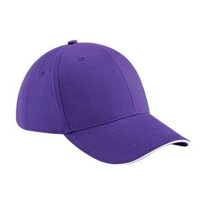 Beechfield Athleisure 6 Panel Baseball Cap / Purple/White